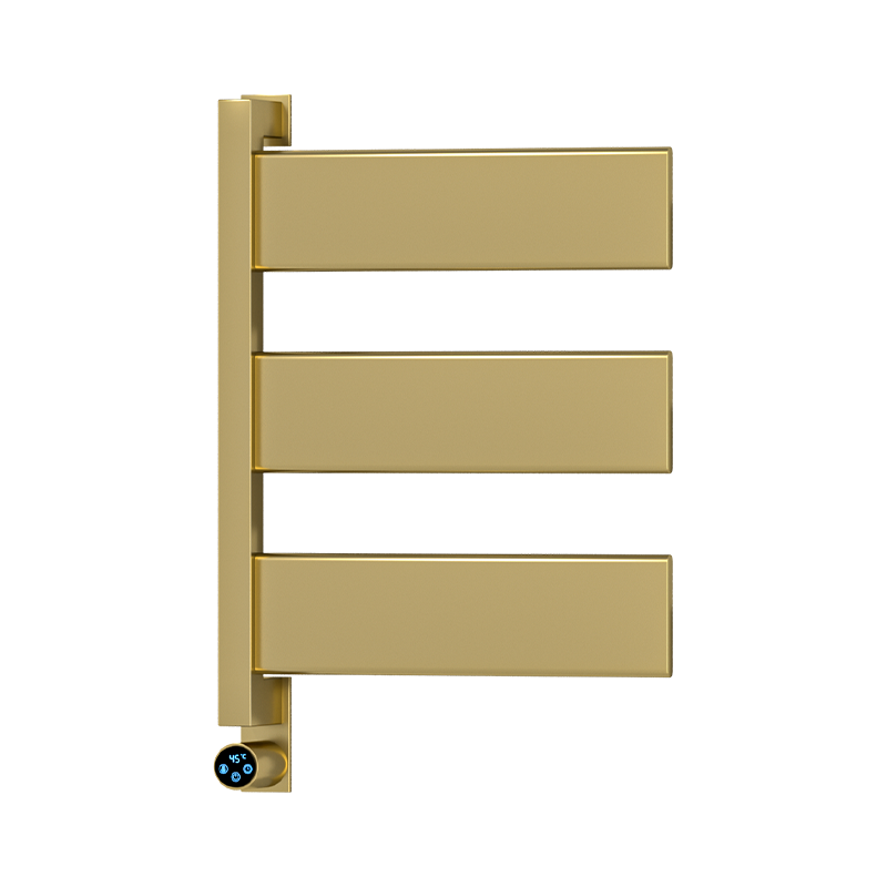 X3 Schwarze, an der Wand montierte, vertikal beheizte Handtuchschiene