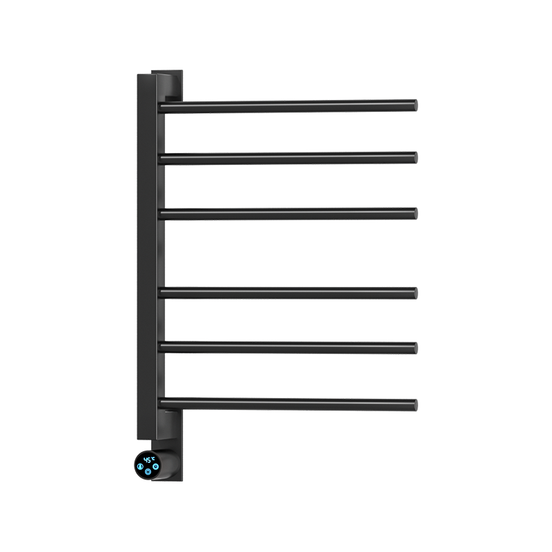X6 Schwarze, an der Wand montierte, vertikal beheizte Handtuchschiene
